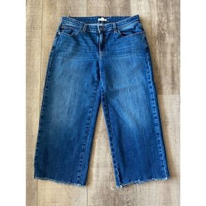 Eileen Fisher Petite Wide Leg Jeans with Raw Hem Size 12 P